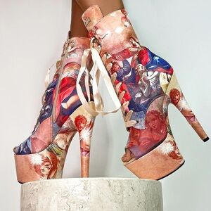 Hella Heels Holier Than Thou Faux Leather High Heel Ankle Boots - Size 10 7”